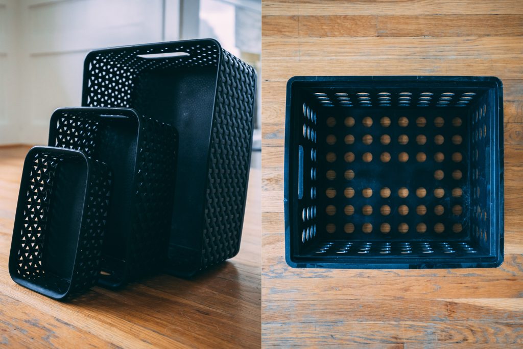 Baskets and crate